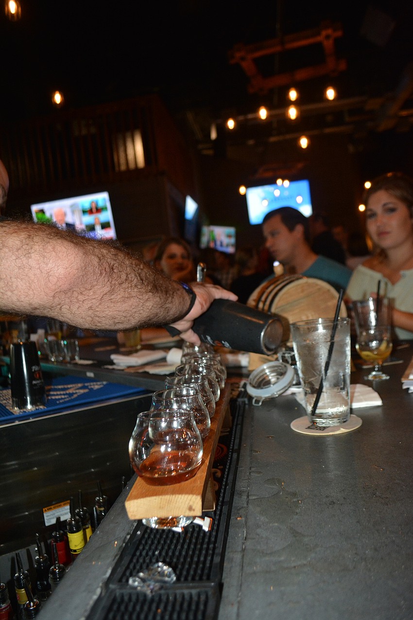 Members of the media were given samples of the craft cocktails, which cost $9.