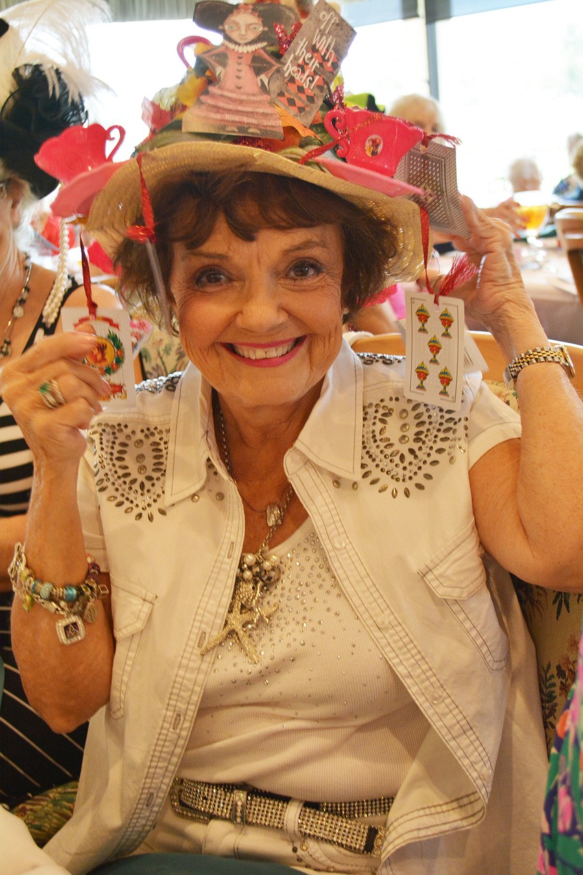 Kathi Deeter felted the white rabbit atop her homemade hat.