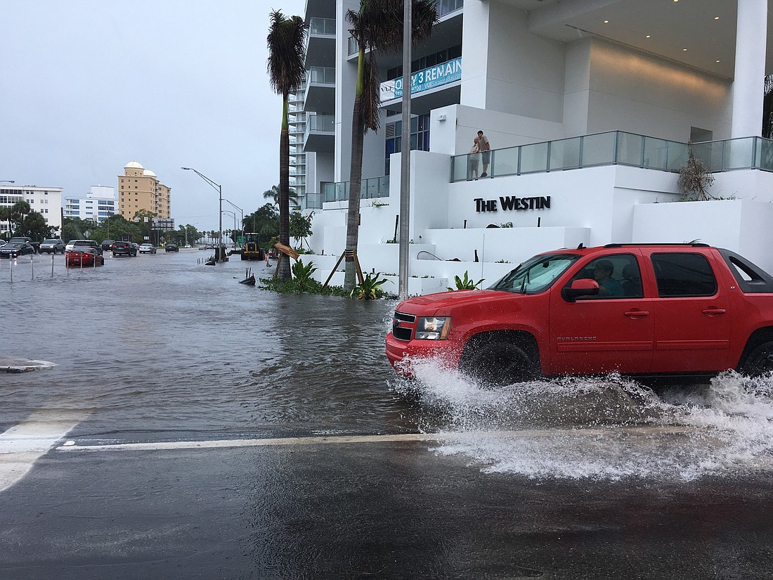 The streets around U.S. 41 and Gulfstream Avenue were among the flooded areas in Sarasota.