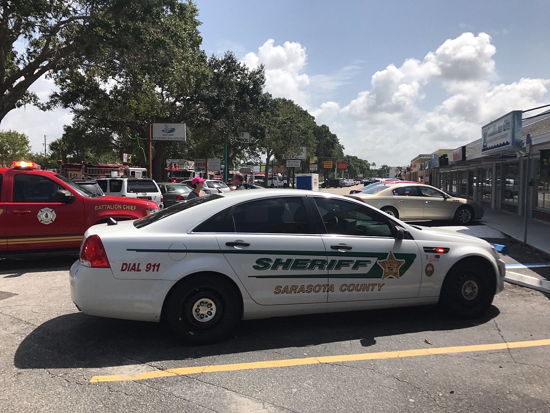 A mobile home park and commercial properties in Gulf Gate were evacuated following a gas leak this morning. Photo courtesy Sarasota County Sheriff&#39;s Office.