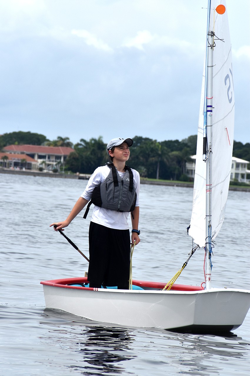 Sailors made their way out on the water to wait for the wind to pick up.