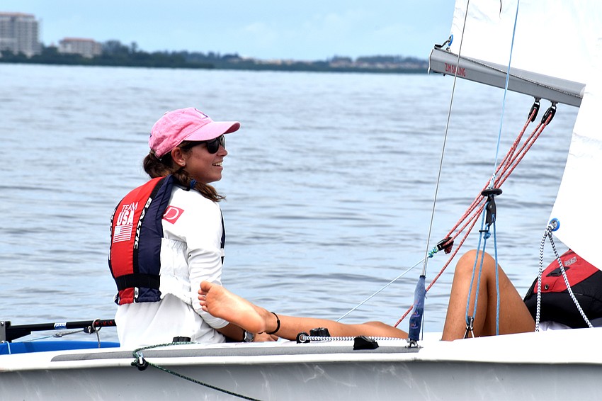 Sailors laughed and chatted on their way out to the race start line.
