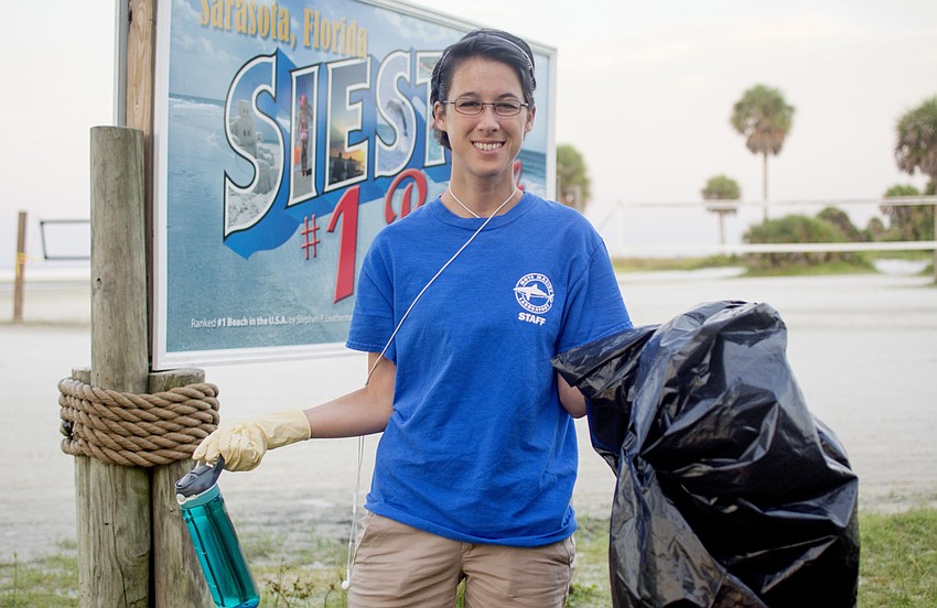Hayley Rutger of Mote participates in clean up efforts on Sept. 5.