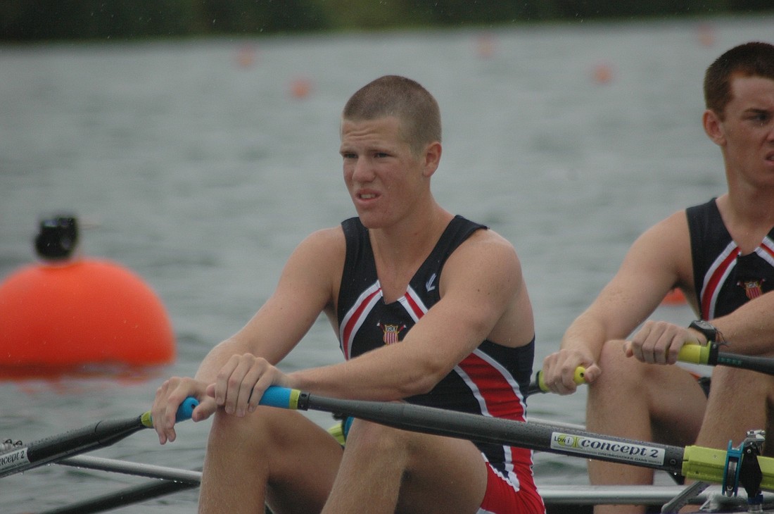 Ben Delaney rows during the 2011 World Rowing Junior Championships. Photo courtesy USRowing.