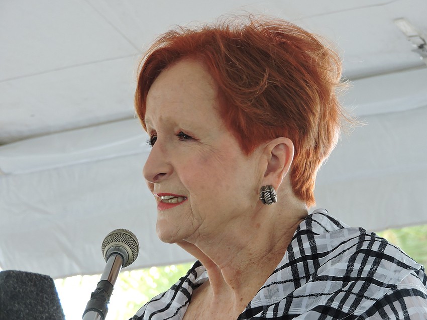 Jane Goodwin of the Sarasota County School Board is impressed with the tube under the Lorraine Road extension so pedestrians don't have to cross the four-lane road.