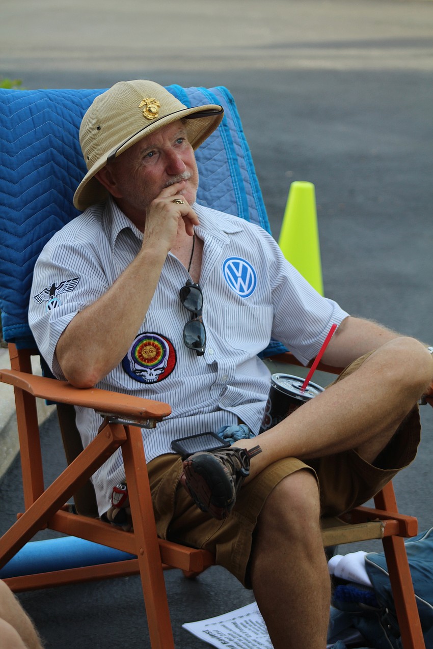 Bradenton's Chris Joyce talks to car show attendees about his 1963 Double Cab.