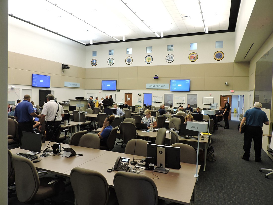 Manatee County&#39;s Emergency Operations Center was bustling on Friday.