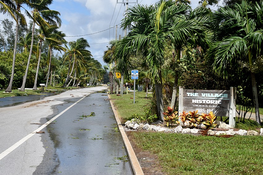 Broadway Street leading into the village of Longboat Key had minor flooding. Photo by Katie Johns