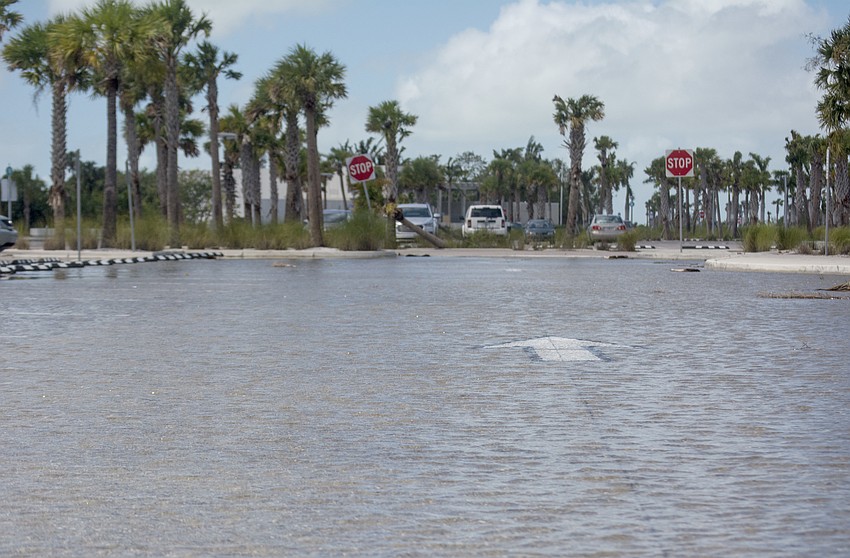 Standing water impacted the Siesta Beach parking lot, as well as Beach Road. Storm surge from Hurricane Irma was only 1-3 feet.