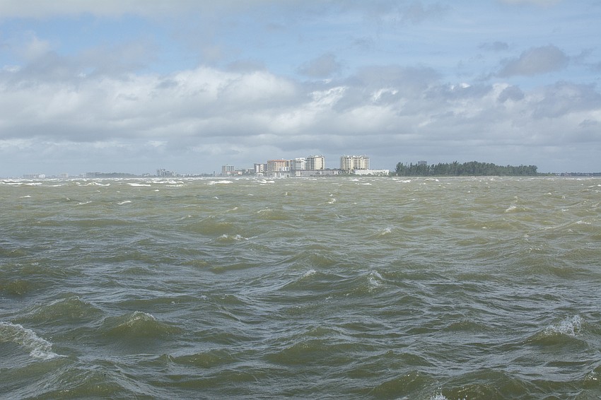 Water in Sarasota Bay was higher than usual and choppy after Hurricane Irma passed over the county.