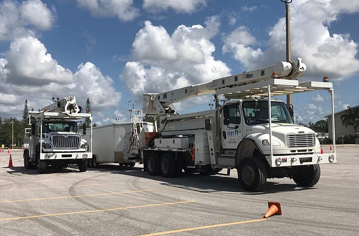 FPL has a staging site at the Sarasota Fairgrounds, where workers can park their trucks and take a break.