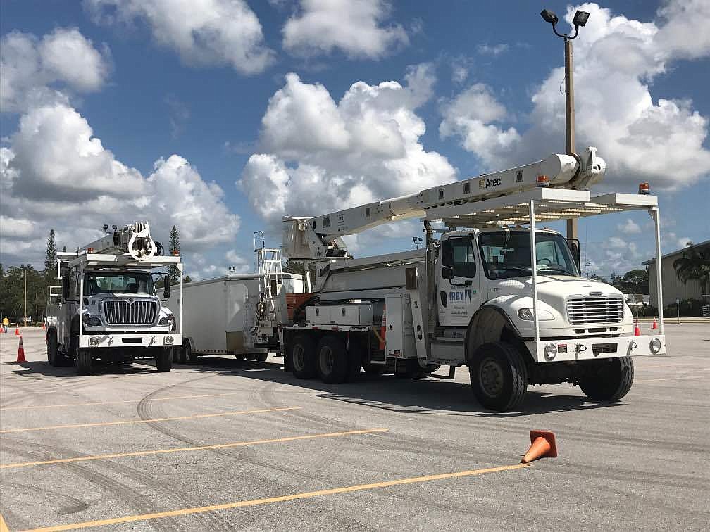 FPL has a staging site at the Sarasota Fairgrounds, where workers can park their trucks and take a break.