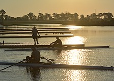 Athletes head to the docks at dawn on Sunday to practice for the 2017 World Rowing Championships at Nathan Benderson Park in Sarasota.