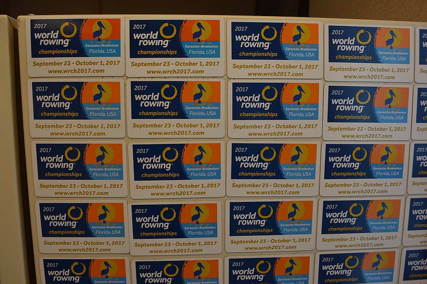 A refrigerator on site at the 2017 World Rowing Championships displays what is on everyone's mind at Nathan Benderson Park.