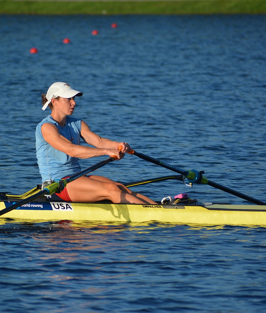 Mary Jones of the United States prepares for the 2017 World Rowing Championships.