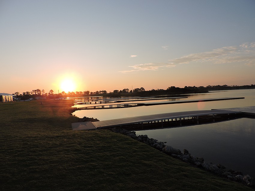 The water was calm at dawn on Sunday morning, but that changed as the many boats hit the water.