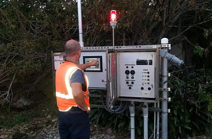 Public works employees worked all night providing power to lift stations on the island, preventing a system failure. (Photo via Longboat Key government).