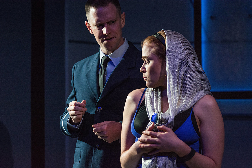 Brendan Ragan and Betsy Helmer act in Urbanite Theatre&#39;s production of "Pilgrims." Photo by Dylan Jon Wade Cox.