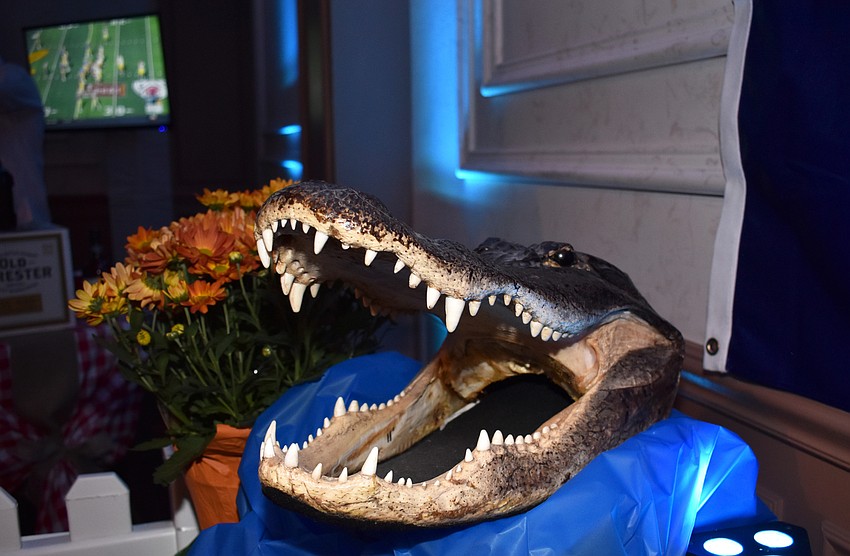 A realistic gator head adorned one of the tailgate tables at Totally Tailgate on Sept. 23 at Michael’s On East.