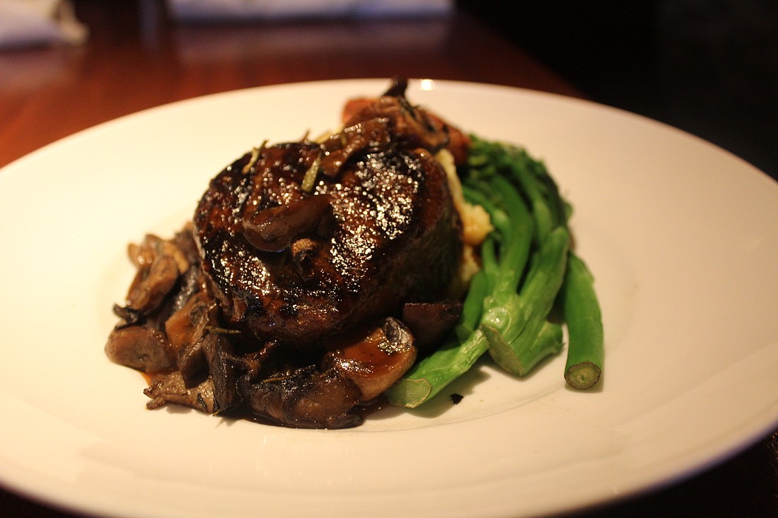 Wood-Grilled Filet Mignon with mashed potatoes and broccolini will be served at Seasons 52 as a dinner and lunch entree for the Taste of UTC promotional.