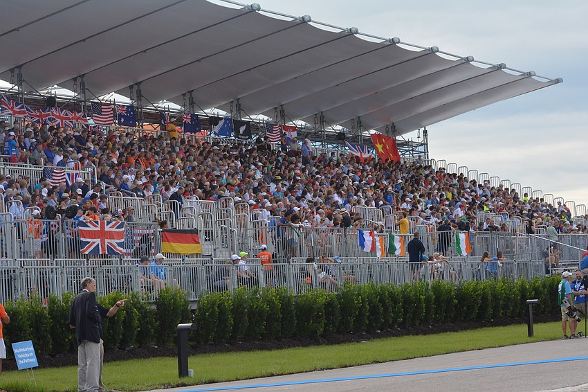 The sellout crowd watches Saturday's action at Nathan Benderson Park.