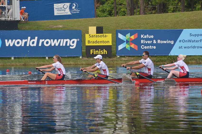 The U.S. Para-Rowing 3 Mixed Coxed Four team of Danielle Hansen, Zachary Burns, Michael Varro and Jaclyn Smith rowed to a second-place finish.