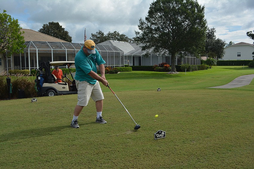 Joe Valari launches a shot during the 2017 Elks Golf Tournament.