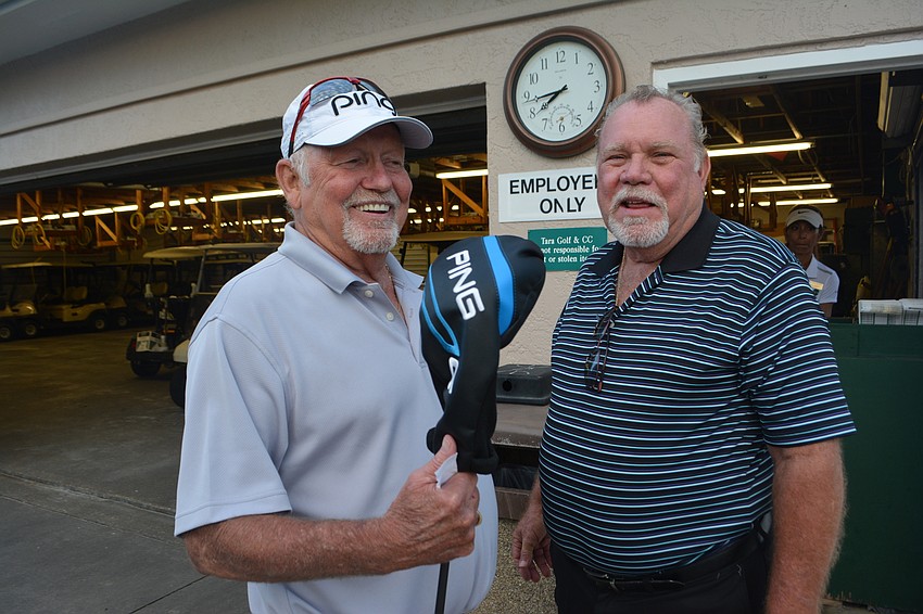Terry Layland and Jerry Ditty get ready to head out to the first tee.