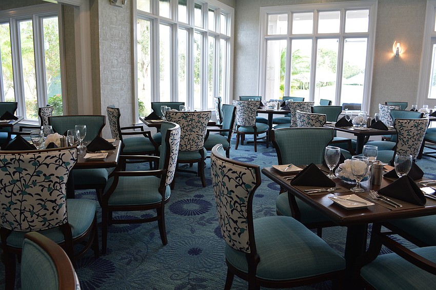 The dining room now is bright and colorful.