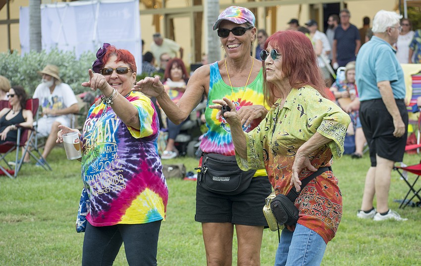 Janice Rey, Mary Chapin and Dagmar Beavers dance during Yesterdayze performance at the Van Wezel performing Arts Hall.