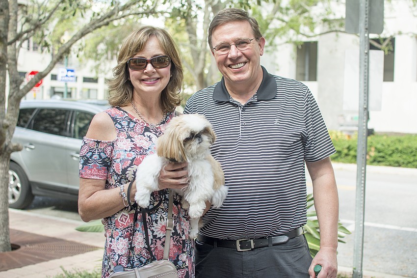Sherrie and Dan Starowicz with dog Abby.