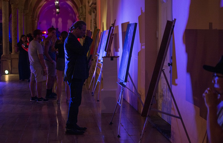 Eventgoers enjoyed art on the Ringing Museum breezeway during Ringling Underground.