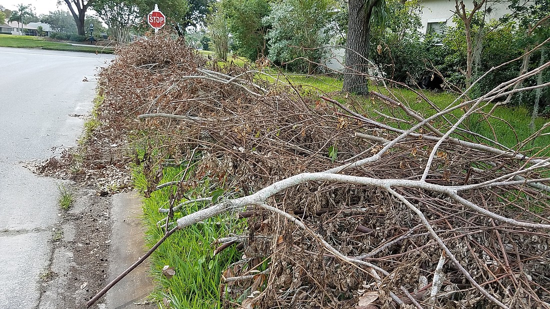 Neighborhoods in Lakewood Ranch and other East County communities still have storm debris waiting for pickup.