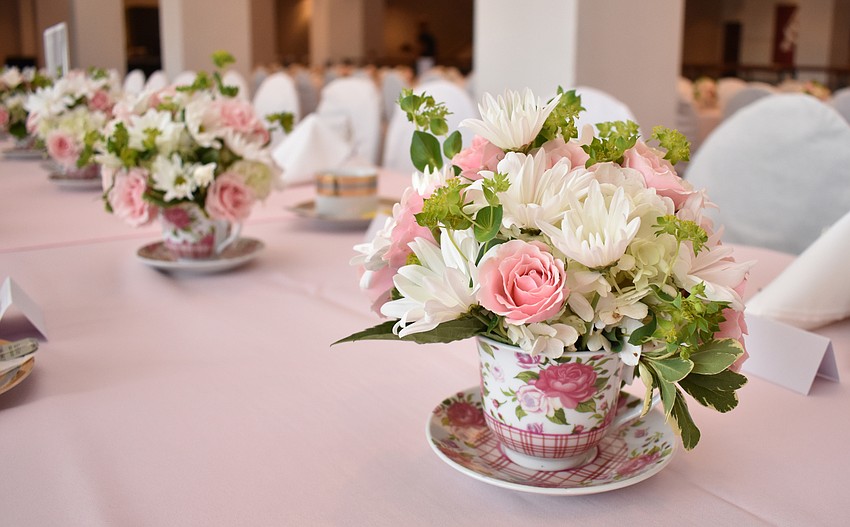 The tables were adorned with colorful floral centerpieces in teacups at Tea and Tutus on Oct. 7 at the FSU Center for the Performing Arts.