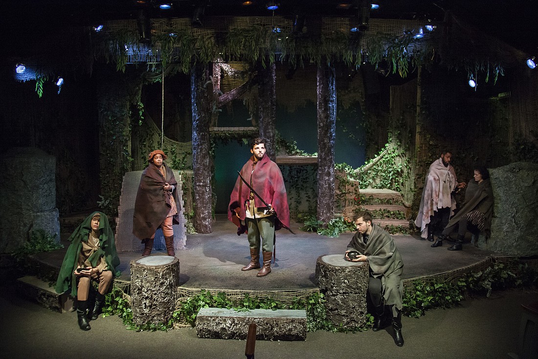 Kihresha Redmond, J Vance and Jon Devries perform "Robin Hood" at the Keating Theatre. Photo by Matthew Holler