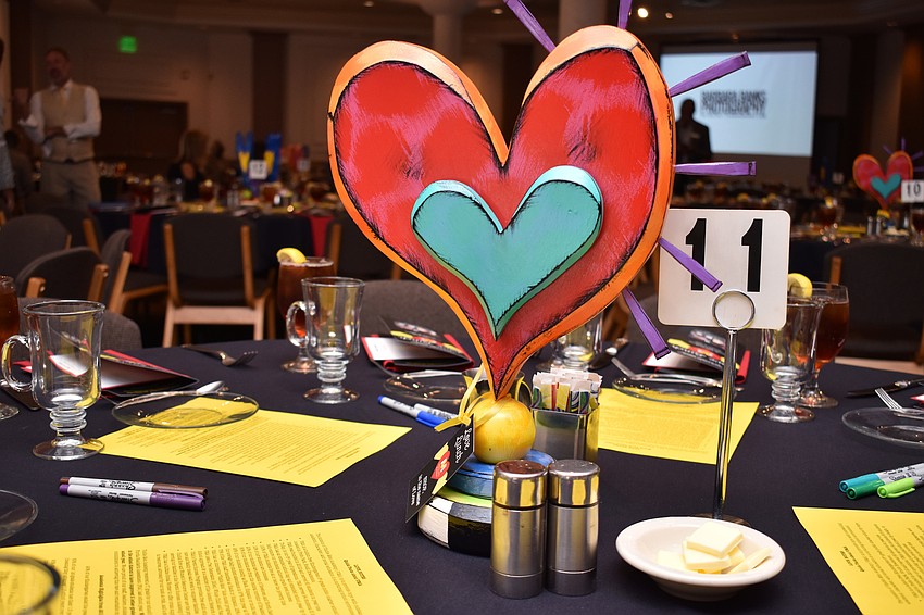 Heart-shaped centerpieces adorned the tables at the Love Lunch on Oct. 11 at Michael’s On East.