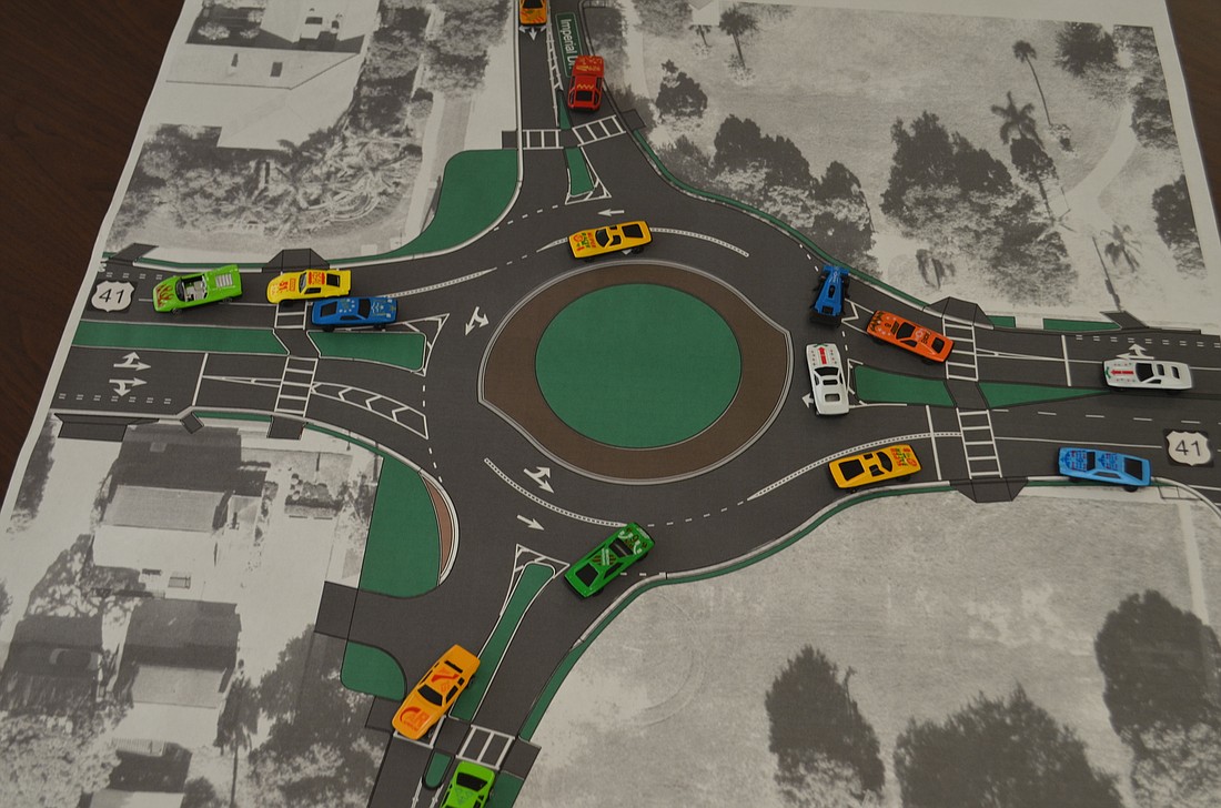 Earlier this month, the Florida Department of Transportation used toy cars to demonstrate the traffic pattern on two-lane U.S. 41 roundabouts.