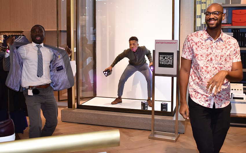 Dennis Alberony, Will Mauricette and Joey Janes dance at Key to the Cure on Oct. 12 at Saks Fifth Avenue.