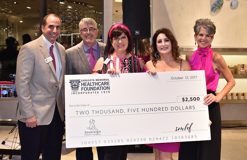 SMHF President Mason Ayres, Honorary Co-Chairs William Edwards and Dr. Alissa M. Shulman with Saks Fifth Avenue General Manager Terri Najmolhoda and SMHF Director of Community Engagement Sally Schule