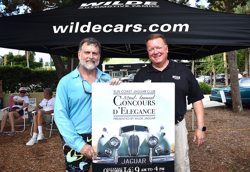 Suncoast Jaguar Club President John McCarthy and Bill Kirk of Wilde Automotive Family, the event sponsor