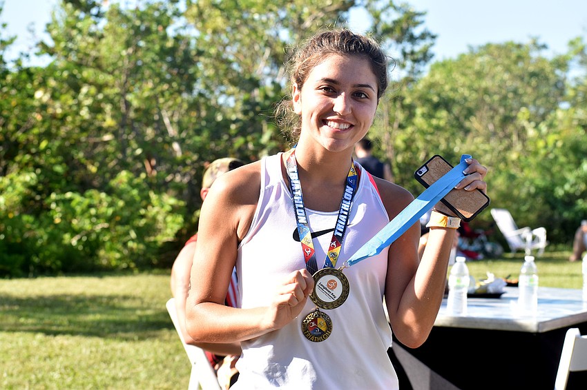 Following the completion of the duathlon, awards were given out to the overall winners and first three place winners in each age group for males and females.