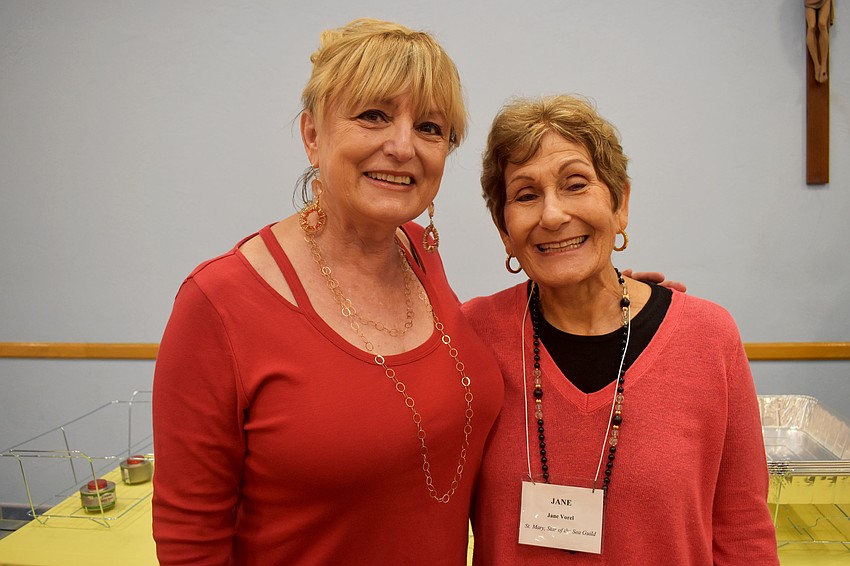 Guest speaker Susan Goldfarb, executive director of the Longboat Key Education center, and Jane Vorel