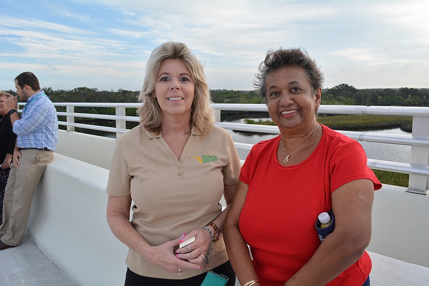 Ronda Rivera and Chandra McCoy, both of Parrish, are excited to the bridge is open.