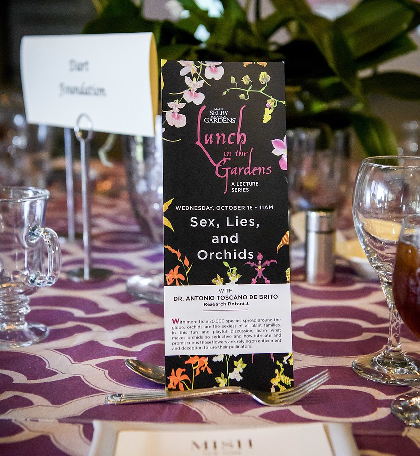 The tablescapes were flawlessly decorated at Lunch in the Gardens on Oct.18 at Michael's on the Bay at Selby Gardens.