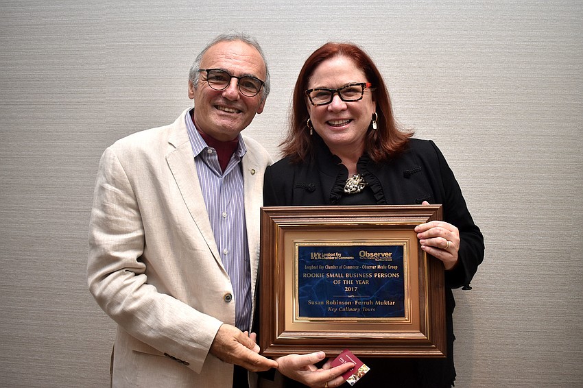 Rookie Small Businessperson of the Year Ferruh Muktar and Susan Robinson of Key Culinary Tours