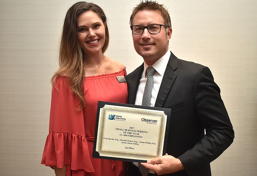 Jacqueline Mazer with Jamie Ebling of second place winner of Small Businessperson of the Year 11 to 100 employees