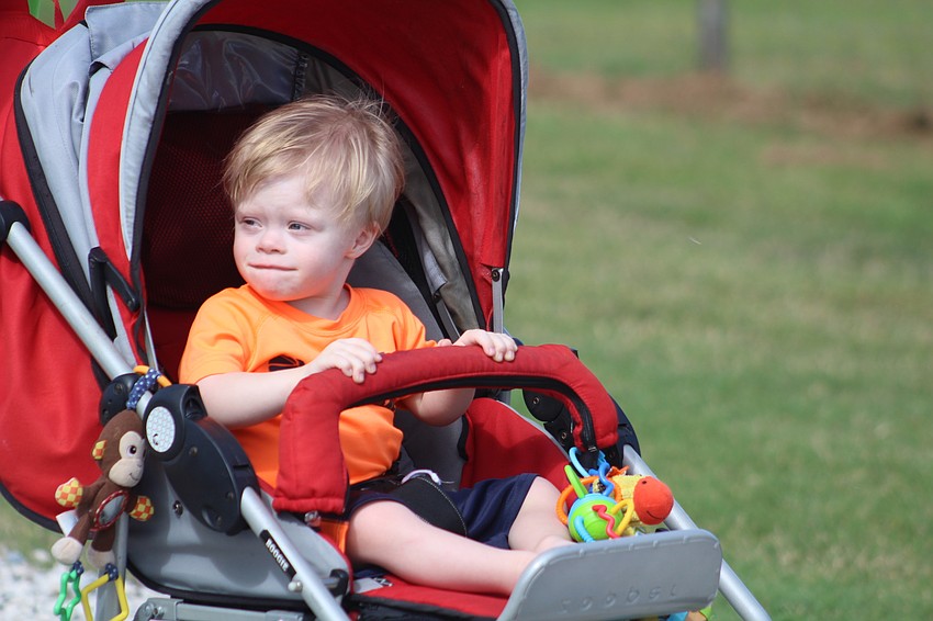 Parrish's Noah Weaver, 2, gets to ride during the Buddy Walk.