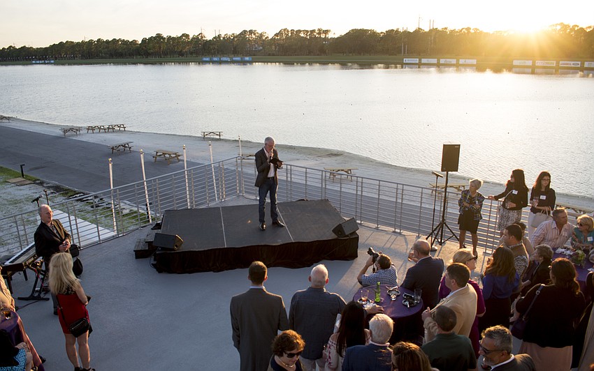 Asolo Rep Producing Artistic Director Michael Donald Edwards addresses the crowd.