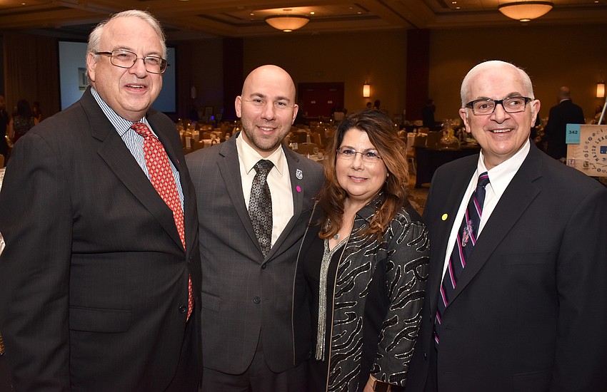 Jeff Myers, Aaron Susmarski, Judge Stephanie Domitrovich and LECOM President and CEO John Ferretti