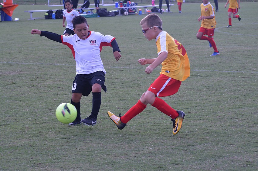 Lakewood Ranch U9 forward Jace Muye created multiple chances for the offense to score, but the Chargers couldn't find the back of the net against Ives Estates.